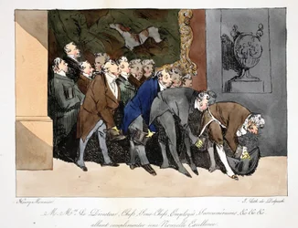 Le Directeur, Chefs, Sous-Chefs, Employés, Surnuméraires, etc. allant complimenter une nouvelle Excellence, Illustration aus 